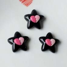 Juego de 3/5/7 piezas de accesorios decorativos con corazón y pentágrama de la serie Dulce Punk Goth, adecuado para zuecas caladas, fundas de teléfono, pinzas para el cabello, manualidades DIY