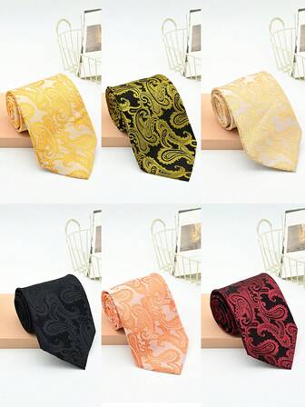 1pc Men's 4 Inch Paisley Shaped Fashionable Business Necktie, Suitable For Business Banquets And Gatherings
