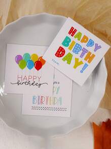 50 piezas Tarjetas de globos de Feliz Cumpleaños, Tarjetas de mensaje personalizado mini, Tarjetas para decorar pasteles con flores, Tarjetas de felicitación de cumpleaños en inglés para celebraciones, Tarjetas de cumpleaños, Celebraciones de cumpleaños, Decoración de cumpleaños