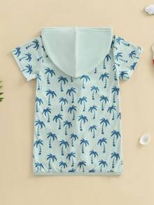 Boys Swim Cover Up Zip Up Hooded Tree/Dinosaur Print Bathing Suit Coverup Wraps Kids Pool Beach Robe - Blue - View 7