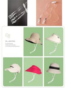 Sombrero transparente a prueba de viento con cuerda ajustable, máscara con cuerda para la barbilla, correa de sombrero elástica invisible a prueba de caídas para niños para uso al aire libre