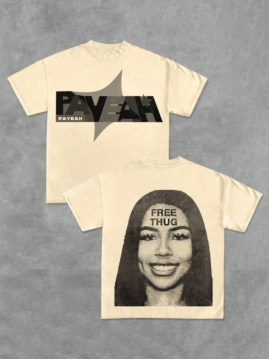 Men's Fashion T-Shirts, Mariah The Scientist Graphic T-Shirt Retro Concert, Urban Street Style Aesthetic - Apricot - View 1