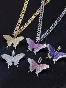 1 pièce Collier pendentif papillon en alliage de zinc, style punk, chaîne cœur, unisexe