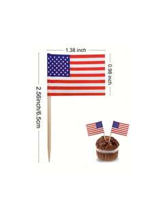 30/50/100 件美国国旗 7 月 4 日独立日感恩节纸杯蛋糕装饰物，派对装饰用品精选，牙签旗，节日派对蛋糕装饰旗，汉堡装饰用品，纸杯蛋糕装饰，独立日装饰用品 - 彩色 - 查看 5