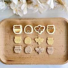 1pc/4pcs Soft Clay Earring Molds, Cute Bee, Honey Pot, Honeycomb Shape For DIY Soft Clay Earring Decoration Cutter - Yellow - View 13