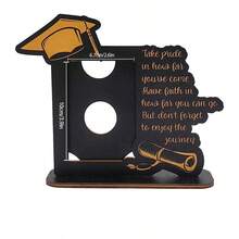 Wooden Graduation Cap Photo Frame With Inspirational Quotes, 3D Graduation Memorial Gift, Suitable For Graduates To Display Graduation Photos, Graduation Party Decor, "Congrats Grad 2025", Great Graduation Gift For Friends And Family - Black - View 7