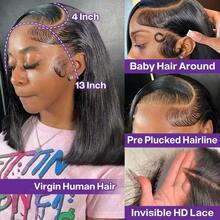 Lace Front Bob Wigs Human Hair 13x4 HD Lace Glueless Bob Wig Human Hair Short Straight Frontal Bob Wigs For Women Human Hair Pre Plucked With Baby Hair 200% Density 14 Inch - Natural Black - 查看 5