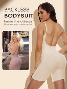Women Backless Shapewear Bodysuit Tummy Control Smooth Bodysuit Slmming Body Shaper Tops Underwear - Beige - View 2