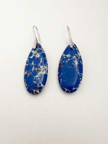 1 paire de boucles d'oreilles rétro style bohémien en forme de goutte d'eau avec faux gemmes, convient pour les femmes au quotidien, les fêtes, les voyages, cadeau de bijoux