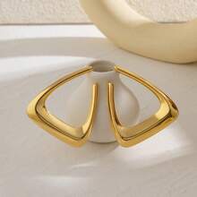 1 Pair Retro Geometric Minimalist Oversized Triangle Earrings, Fashion - Yellow Gold - View 4