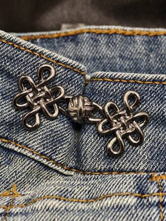 1 对/2 对可调节金属合金无钉牛仔裤腰扣带可拆卸腰扣魔术工具