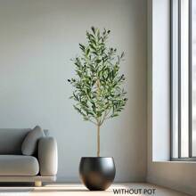 1pc 65-200cm Large Artificial Olive Plant Tree Branches Fake Green Faux Plant Plastic Leaves Ornamental Indoor Outdoor Artificial Plant For Home Garden Hotel Office Party Room Decor