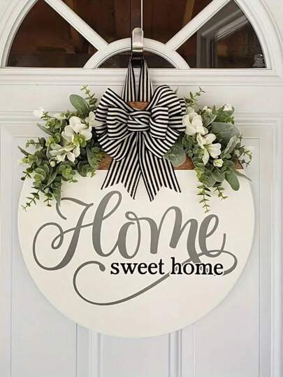 Nueva Llegada Primavera/Verano Decoración de Puerta Delantera Corona de Bienvenida con Diseño de Emblema Dulce