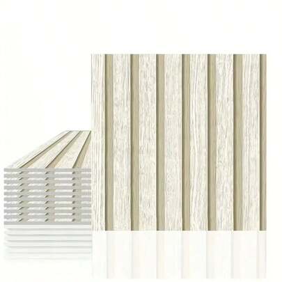 24pcs 3D Wood Grain Grid Vinyl Self-Adhesive Wall Stickers, Waterproof & Heat Resistant, Easy To Install, Suitable For Living Room, Kitchen Backsplash, Bathroom Decorative Panels, Wall Decor Wallpaper Wall Paper Kitchen Accessories Kitchen Items Kitchen Decor