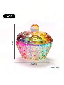 1 buc Aurora colorat acoperit Nail Art Brush Brush Cup, Cupă de sticlă cristalină multi-tip cu capac pentru curățarea pensulei de ojă