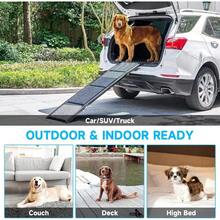 CO-Z Dog Ramp For Car 170 Cm Folding Pet Ramp For Large Dogs Up To 90 Kg Car Ramp For Dogs With Non-Slip Rug Surface Portable Dog Pet Stairs Ramp For Car SUV Truck Bed Sofa Indoor And Outdoor Use - Black-gray1 - View 8
