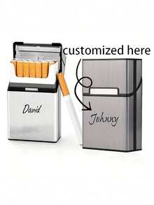1 pieza Estuche para cigarrillos personalizado con texto personalizado - Regalo ideal para padre, novio o novio - Accesorio de estilo para hombres - Multicolor - Ver 2