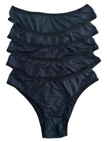 Kit With 5 Microfiber Thong Panties With 100% Cotton Lining Simple Casual-Comfortable Casual-Sporty Casual-Casual Polyester - 黑色 - 查看 1