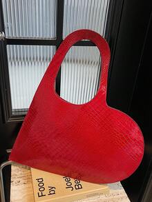 Túi đeo nách hình trái tim thời trang mới dung tích lớn, túi tote & túi đeo vai đa năng cho tiệc tối, họa tiết đá bất đối xứng - Đỏ - Xem 4