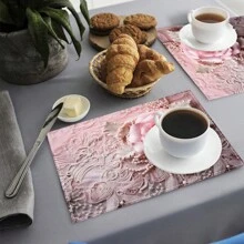 1pc/4pcs/6pcs Beautiful Flower Pattern Linen Table Placemats, Suitable For Dining Table, Seasons All Year Round, Modern Washable Placemats For Room Decor, Table Runners, Coasters, Kitchen Dining Table Mats, Party Decorations, Home Decor, Perfect Gift