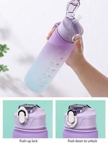 1 szt. 750 ml Gradientowa motywacyjna butelka na wodę - PC, przenośna z paskiem, plastikowy kubek sportowy z inspirującą frazą, idealna dla entuzjastów sportów na świeżym powietrzu i fitnessu