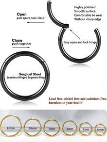 1/3/6/9/15Pcs Titanium Hinged Segment Nose Ring Open Small Septum Piercing Nose Earrings Women Men Ear Nose Piercing Body Jewelry Suitable For Daily Life, Festivals, Parties, And Dances - Classic Colors - View 11