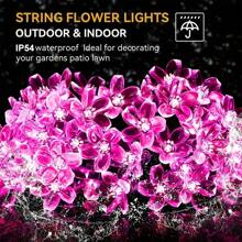 1pc Solar Powered Cherry Blossom String Lights - 20 LED/50 LED, Waterproof IP54, Multi-Color (White, Pink, Colorful), 8 Modes, 600mAh Ni-MH Battery Solar Panel, Suitable For Outdoor Garden, Yard, Patio And Tree Decoration, Garden Decor, Holiday Decoration