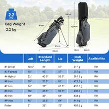 Men's Complete Golf Clubs Package Set 10 Pieces - Grey - View 2