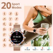 EIGIIS Montre connectée pour femmes Écran HD 1,27" Tracker de fitness Fonction d'appel entrant/sortant Étanche Tracker d'activité avec suivi du sommeil Podomètre Smartwatch de sport compatible Android iOS