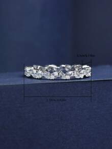 1pc 925 Sterling Silver Pear-Shaped Moissanite Ring, Subtle And Elegant Design, Suitable For Everyday Wear, Great Gift For Thanksgiving - Silver - View 5