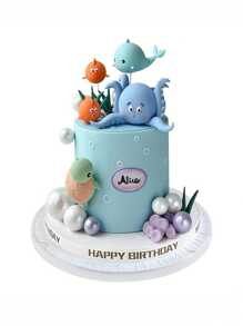 14 PCS Under The Sea Cake Decorations Ocean Animals Cake Topper With Cake Balls Decorations For Under The Sea Theme Birthday Party Supplies