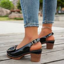 Sandalias elegantes de tacón alto con lazo de moda 2025, adecuadas para fiestas y uso al aire libre, correa tipo tick chunky para tacones abiertos y dedos de los pies, estilo clásico casual de verano