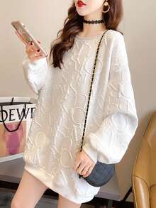 Women's Solid Color Long Sleeve Loose Sweatshirt Outerwear - White - View 1