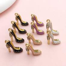 10 pezzi di ciondoli a forma di tacco alto con effetto gocciolato (4 neri + 2 di ciascun altro colore) - perfetti per realizzare collane, bracciali e orecchini.