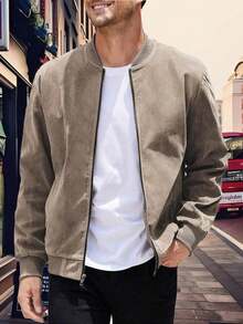 Men's Casual Varsity Jacket Vintage Lightweight Suede Bomber Jackets