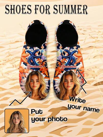 Women's Custom Water Shoes, Customized And Name Quick-Dry Aqua Socks Swim Beach Barefoot Yoga Exercise Wear Sport Accessories, Pool Camping Must Haves Adult Youth Size