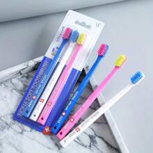 3 Stücke Schweizer bunte ultra-weiche Zahnbürsten, kompakter Bürstenkopf, Polypropylen-Borsten, unparfümiert, Zahnfleischschutz, hochdichte antibakterielle Handzahnbürstensets für Erwachsene, unisex