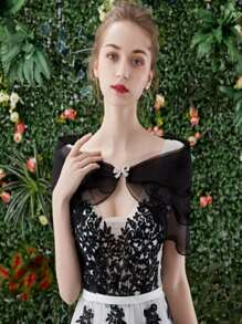 Brautschleier Schal Dünner Hochzeitsschal Tüllüberzug für Brautkleid, Ein-Schulter-Hochzeitsbankett Umhang für Abendkleider, kleiner Schal zum Überwerfen über den Arm für Brautkleid, Toastjacke