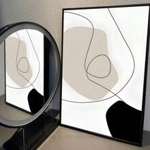 1pc/3PCS Wall Arts Posters Modern Abstract Geometric Beige Black Bohemian Poster Canvas Art, Suitable For Residential And Dormitory Walls, Living Room And Bar Decoration, Dining Room Or Bathroom, Room Decoration, Frameless High-Quality, Indoor/Outdoor Canvas Art, Frameless/ With A Frame