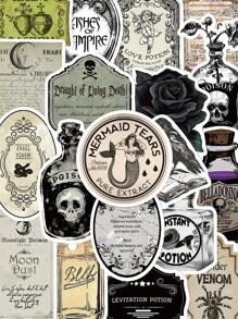 50pcs Vintage Gothic Potion Labels Magic Potion Stickers Laptop Luggage Scrapbook Room Decoration Diy Creative Stickers,School Supplies,Back To School