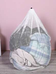 1pc Coarse Mesh Laundry Bag With Drawstring Closure For Lingerie And Bra Washing Dress Pants Shoes Jeans Boots Skirt