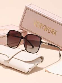 Verywork Verywork 1pc Square Classic New Vintage Ins Style Luxury Superior Quality Brand Design Women Fashion Eyeglasses Driving Shopping Golf Outdoor Travel Vacation Outfits Fashion Accessories For Summer Beach Vacation,Outdoor,Travel Shades Temple Decoration Elegant Style Oversized Square Frame