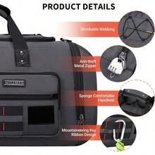 WITZMAN Travel Duffel Bags For Men Large Carry On Weekender Overnight Bag 3 In 1 Backpack With Shoe Compartment B693 Siery Grey