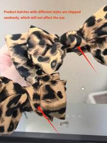 1pc Chic Leopard Print Bow Hair Claw, Large Chic Leopard Print Bow Hair Clip, Elegant Polyester & Spandex Bowknot Hair Clip, - Elegant Retro Double-Layer Big Bow Hair Clip Elegant Bow Ball Head Clip High Ponytail Fixed Clip, Vintage-Inspired Fabric Hair Claw For Ponytails & Updos, Y2K Inspired PVC Knot For Women, Perfect Gift Claw Clips Hair Claws Hair Barrettes