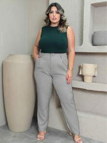 Women's Straight Elegant Formal Tailored Trousers - 淺灰色 - 查看 2