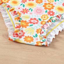 2025 New Collection Tween Girl Floral Print Tankini Swimsuit - Orange - View 5