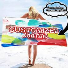 Personalized Beach Towel With Customized Text - Fashionable Design, Quick-Dry And Highly Absorbent, Perfect For Beach, Pool, Camping And Travel - Ideal Gift For Valentine's Day, Birthday, Father's Day And Mother's Day, Beach Essential | Personalized Gift | Fast Drying Fabric Bathroom Decor Summer Beach Essentials - Multicolor - View 91
