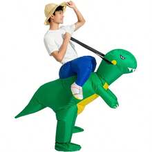 1pc Adult Inflatable Green Dinosaur Costume, Suitable For Halloween Party - Grass Green - View 7