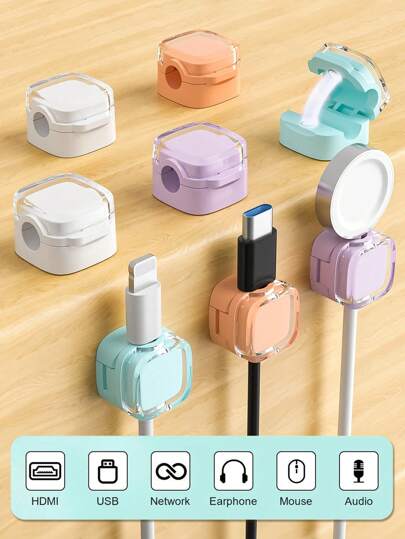 Magnetic Cable Clips (12PCS/6PCS/3PCS/1pc) - Self-Adhesive Cord Organizer For Desk/Car/Office - Rubber Cable Management For USB/Power Cords - Wire Holders For Home, Nightstand, PC Cable Organizer