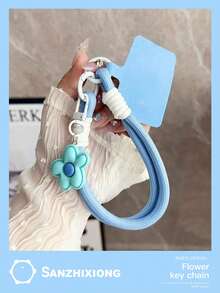 1 cordão de pulso em miniatura com flor, alça curta trançada para pendurar capa de celular ou acessórios - Multicolorido - Ver 11